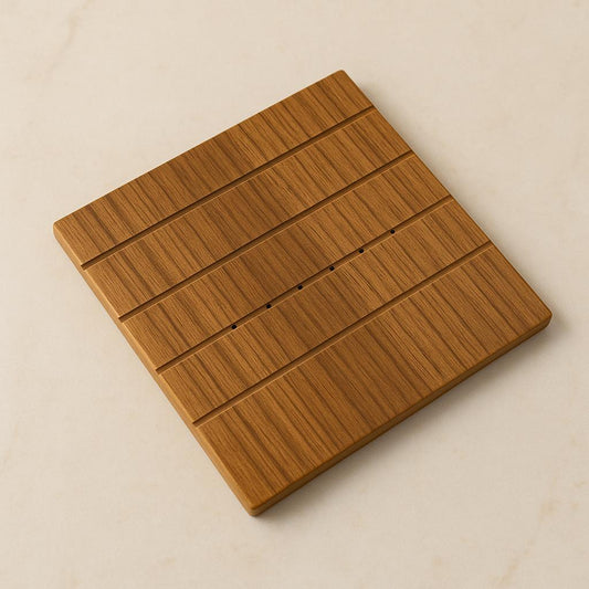 Ahşap Masaüstü Kare Nihale Tencere Tava Çaydanlık Altlığı Seti 3 Adet Ceviz - Mimoza Store